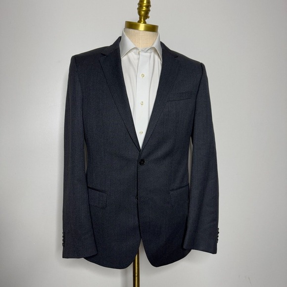 Hugo Boss Blazer Sport Coat 40R Mens Solid Gray 100%‎ Wool - Picture 1 of 12